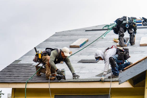 Professional Gutter Installation technician working in Sandy Creek, NY